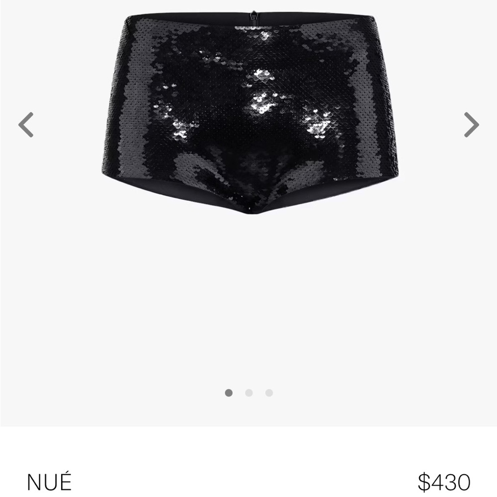 Nué Charli Black Sequin Micro Shorts, size 38